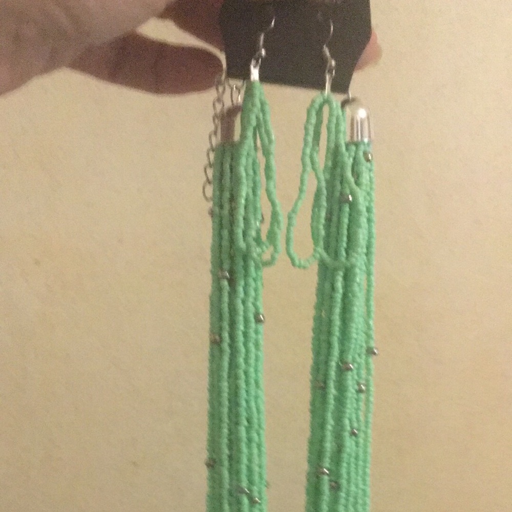 Sea bead necklace with matching earrings